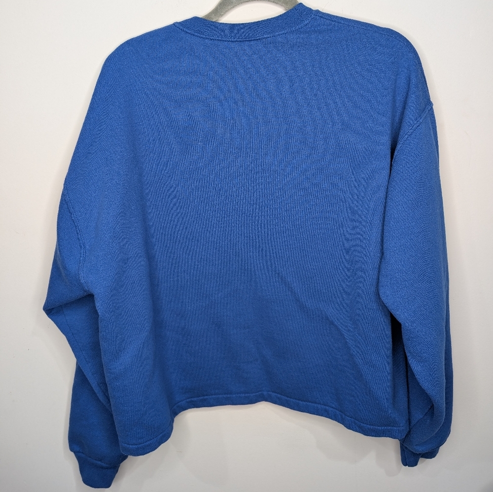 Vintage Jerzees Patchwork Snowman Sweatshirt Blue… - image 5